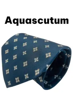 ⭐美品⭐　Aquascutum ネイビー 幾何学模様 シルクネクタイ