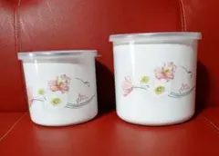 Anna Umemiya 保存容器 2個セット 花柄 ほうろう 新品 未使用
