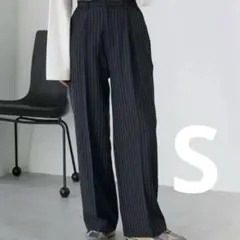 forksy. センタープレス ハイウエスト スラックスパンツ ストライプ