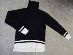 CHEVY タートルネックセーター 黒白ストライプ