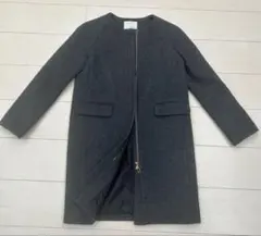 IENEA グレー ノーカラーコート　ジャケット　36