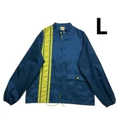 70s USA製 ナイロン レーシングジャケット L エメラルドブルー 黄色