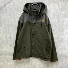 am5168 ノースフェイス　ナイロンジャケット　L　深緑✖灰色
