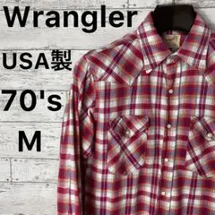 70's 初期 ラングラー Wrangler USA製 白タグ シャツ