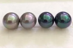 03 シェルパールピアス 大きめ ピーコック ピンクブラウン系 2点セット