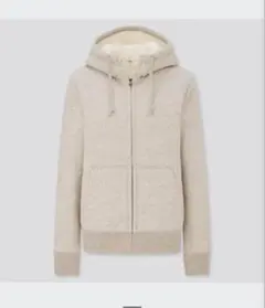 ボアスウェットフルジップパーカ長袖 カラー　裏起毛　オフホワイト　ユニクロXL