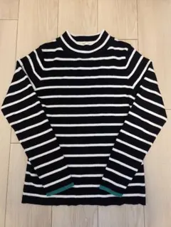 GLOBAL WORK メルティリブハイネックプルオーバー ニット ボーダー M