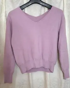 ロペピクニック　ラベンダー Vネック 長袖ニット