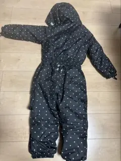 子ども用 黒に白の水玉模様 スキーウェア