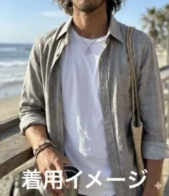 NOUS GRE 長袖シアーシャツ ベージュ系　ペイズリー柄　サイズMのサムネイル