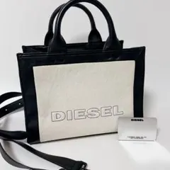 【美品】DIESEL 異素材ミックス　レザー　キャンバス　トート　ショルダー