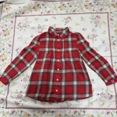 ラルフローレン★Polo 赤 チェック 長袖Aラインシャツ　サイズ120