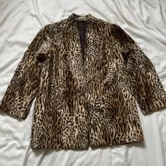 【美品】ヒョウ柄ファージャケット　レオパード　昭和レトロ　vintage