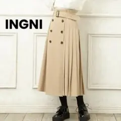 【INGNI】ベルト付き プリーツ切替 トレンチ ミディ スカート