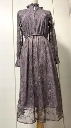 GRL花柄レース ロングドレス パープル