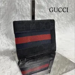 ✨高級✨ グッチ シェリーライン GGスプリーム 二つ折り財布 札入れ 青 赤