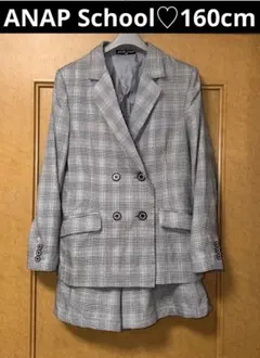 美品♡ANAP Schoolアナップ♡グレンチェックダブルブレストスーツ 160