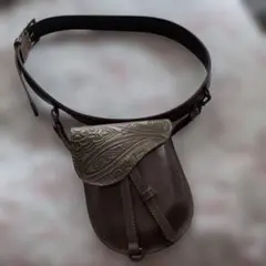 レザー ベルトポーチ ウエストバッグ ブラウン