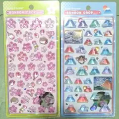 新品未開封★ボンボンドロップシール 和柄2種セット★桜＆富士山