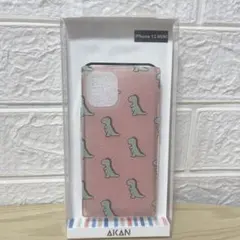 AKAN iPhone12 mini ケース スクエア 恐竜 ピンク