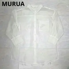 MURUA 長袖シアーシャツ ホワイト