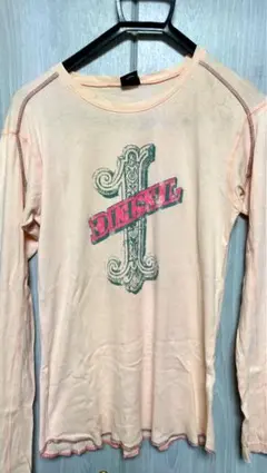DIESEL プリント長袖カットソー ピンク系