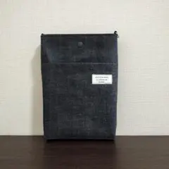 デニム　ダークカラーブラック系　少しゆったりハンドメイド スマホショルダーバッグ