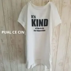 PUAL CE CIN　ピグメント加工フレンチスリーブサイドスリットTシャツ