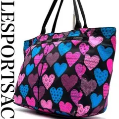【美品】 レスポートサック ハンドバッグ ハート柄 ブラック ピンク ブルー