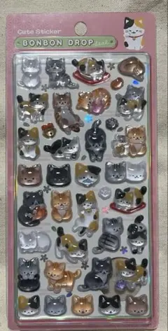 ボンボンドロップ　シール　和柄　猫