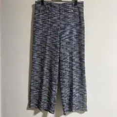 H&Mネイビーブルーメランジワイドパンツ　Lサイズ