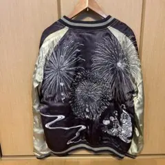 【はしい】花旅楽団　スカジャン　リバーシブル　y2k 花旅楽団 ﾊﾅﾀﾋﾞｶﾞｸﾀﾞﾝ 和柄 スカジャン リバーシブル メンズ 総刺繍 藤