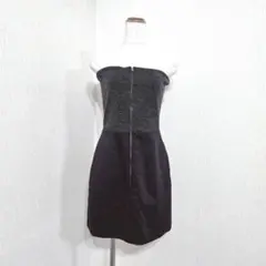 KBF ベアトップミニワンピース ブラック×グレー 異素材 ニット（F）のサムネイル
