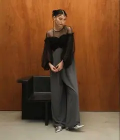 ANDRESD】 flocky dot pants dress M gray - メルカリ