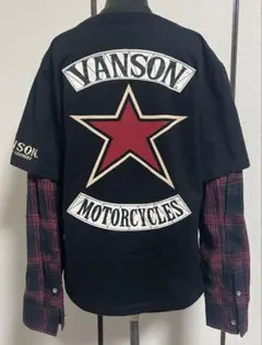 VANSON バンソン　刺繍　長袖カットソー Mサイズ　ブラック