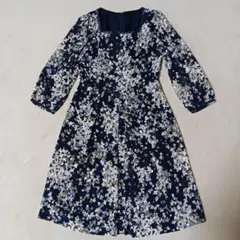 courreges　クレージュ　総柄　花柄　ワンピース　スリーブ袖　シルク入り