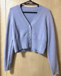 SAISON DE PAPILLON ビジューボタンニットカーディガン　パープル