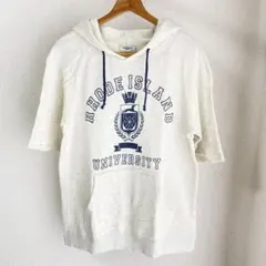 半袖フーディー カレッジロゴ パーカー M 綿100%のサムネイル