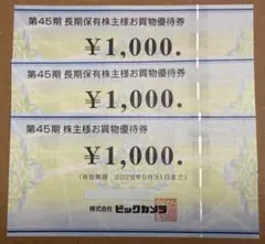 ビックカメラ　株主優待　3000円分