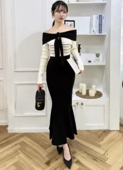美品✨ロイヤルパーティーバイカラーパイピングラッフルスリーブ 
