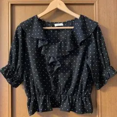 Earthブラウス　フリル　ドット
