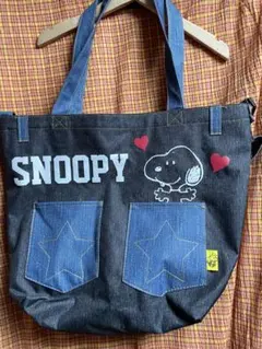 スヌーピーデニムトートバッグ ロゴスレあり。写真で判断してください