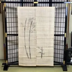 【ヴィンテージ】麻のれん　まる　◯ タペストリー　ディスプレイ　墨　筆 ヴィンテージ】麻のれん まる ◯ タペストリー ディスプレイ 墨 筆