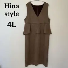 Hina style♡しまむら　スウェード　ジャンスカ　ペプラムワンピcd439