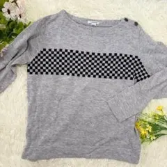 【ensuite】長袖ニットセーター【L】グレー　左肩ボタン　薄手生地　おしゃれ