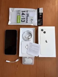 【美品】iPhone 13ホワイト SIMフリー128GB ケース付き
