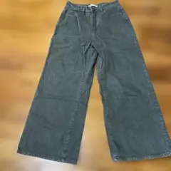 ZARAオリーブグリーン ワイドレッグデニムEUR38