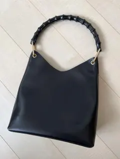 GUCCI オールドグッチ バンブー ショルダーバッグ レザー ブラック　美品
