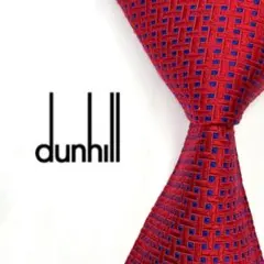 ◆美品◆dunhill ダンヒル ネクタイ 赤色 格子柄 光沢感