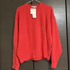 スムースコットン　クルーネックセーター　赤